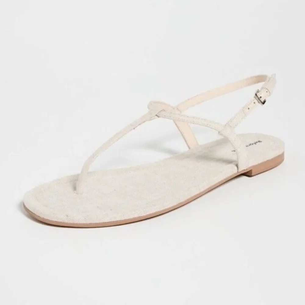 Reformation Cream Linen Thea T-Strap Women's Sandals